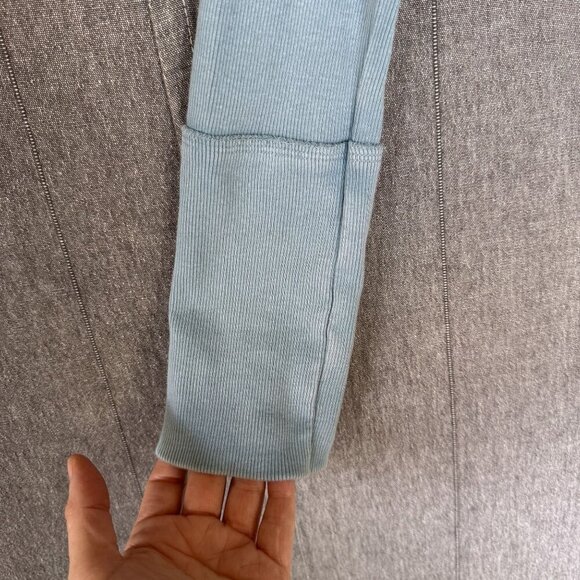 Free People We The Free Lightning Cloudy Blue Long Sleeve Crop T Shirt Size L - Picture 3 of 9